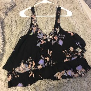 Free People black floral flowy top